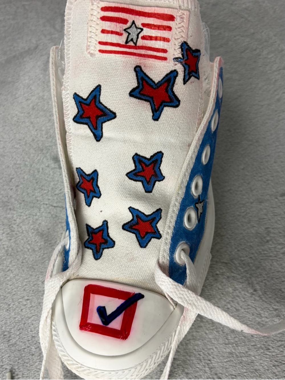 Unisex Handpainted Custom Patriotic themed Converse sneakers Women’s 8 Mens 6 - Picture 3 of 10